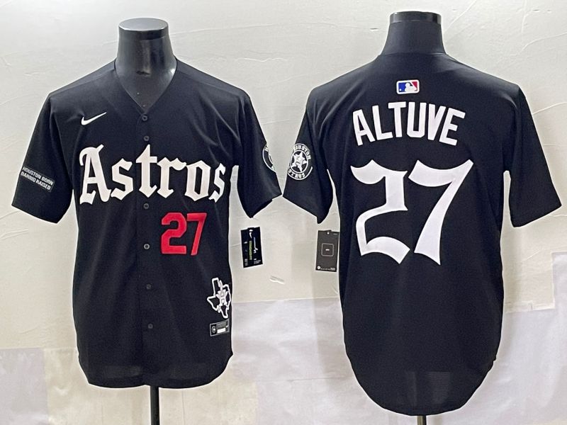 Men 2025 Houston Astros #27 Altuve Black Five generations Joint Name Nike MLB Jersey style 12->houston astros->MLB Jersey